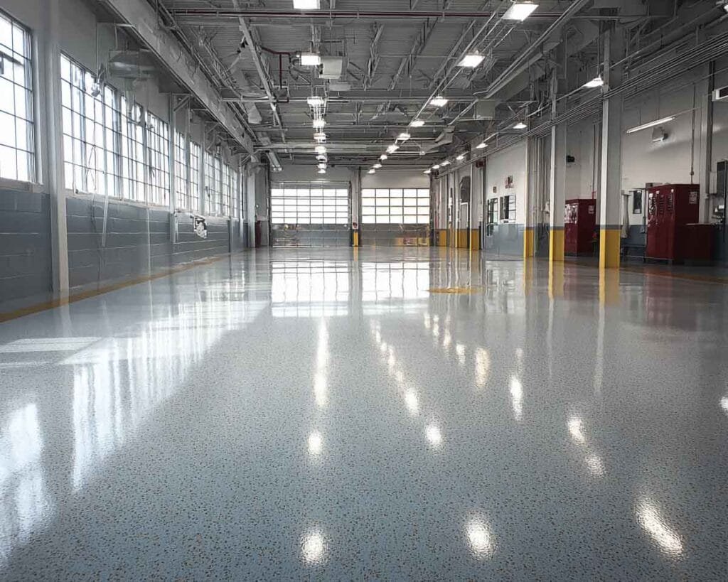commercial epoxy floor in warehouse