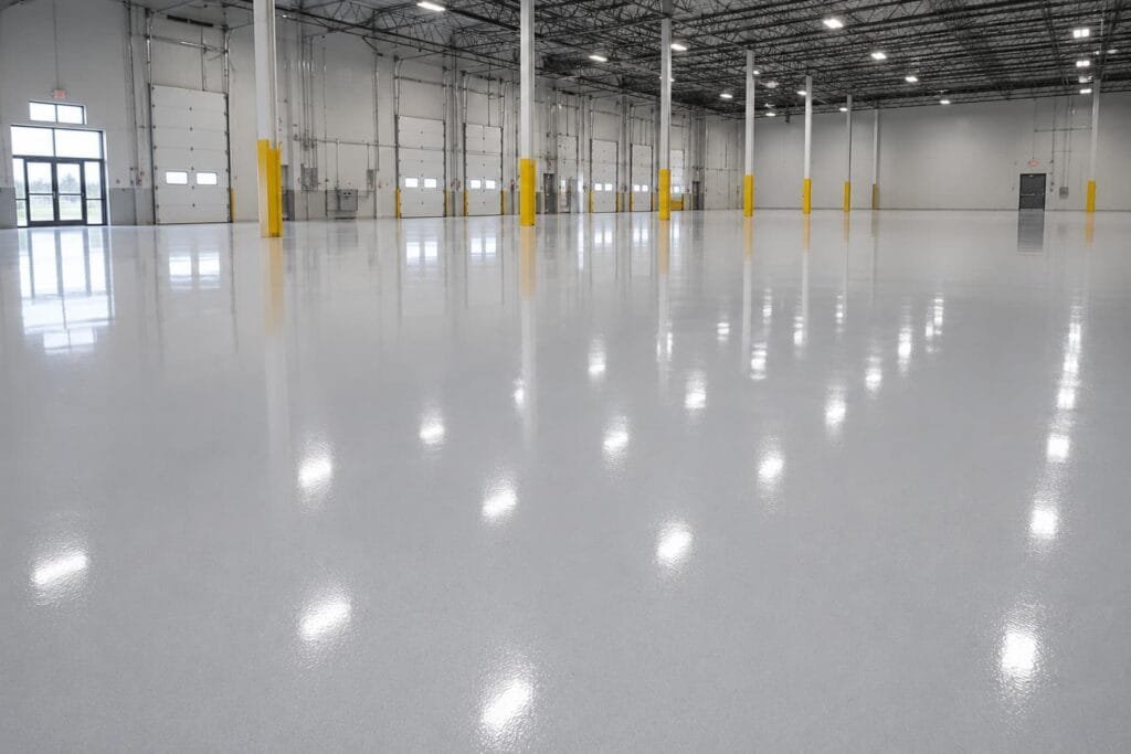 warehouse epoxy coating grey floor with urethane coating