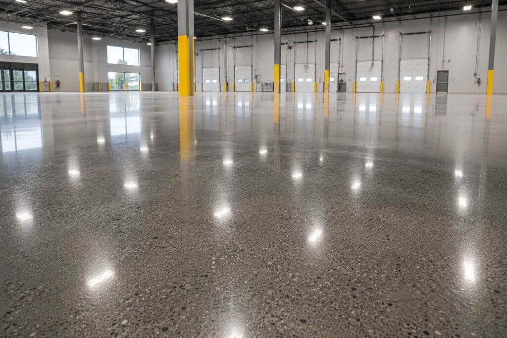 warehouse with polished concrete